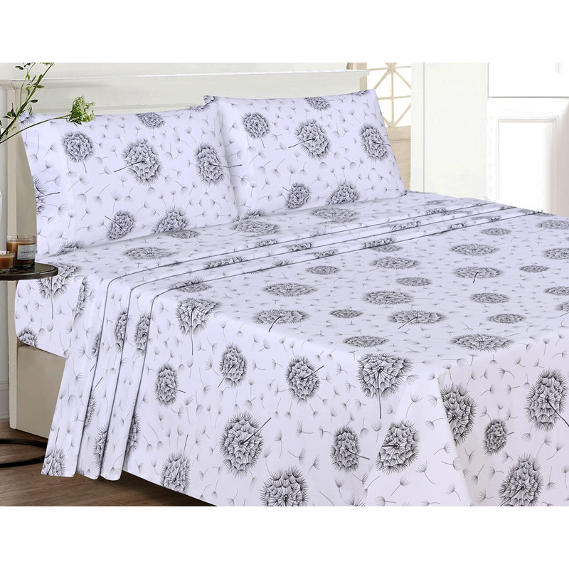 100% Cotton Sheets Sets Soft Crispy Percale Cooling Sheets 16 Inch Deep Pocket Bed Sheets, Dandelion