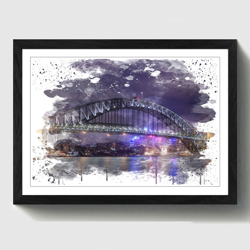Sydney Australia Harbour Bridge - Wall Art, 45cm H x 62cm W, Framed Picture