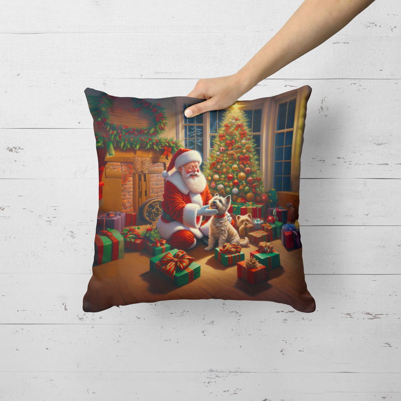 Coussin Cairn Terrier and Santa Claus, H 18 po x l 18 po