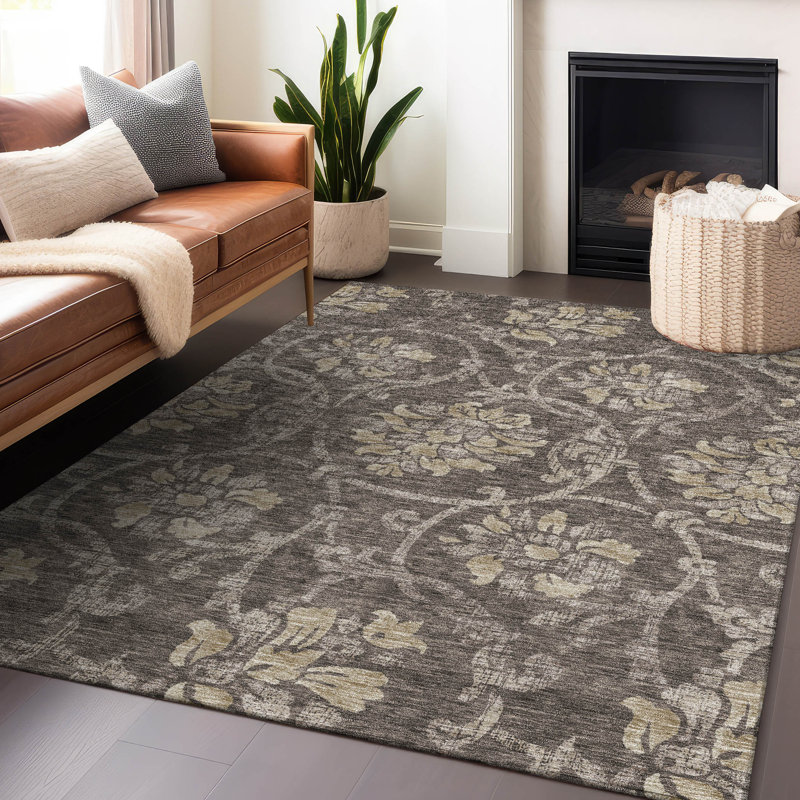Premium Machine Washable Prisco Brown Rug, Rectangle 10' x 14'