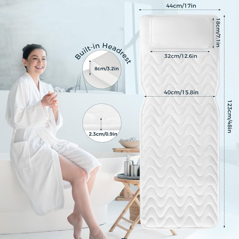 Oreiller de bain lavable en maille 4D pour le cou et le dos, blanc