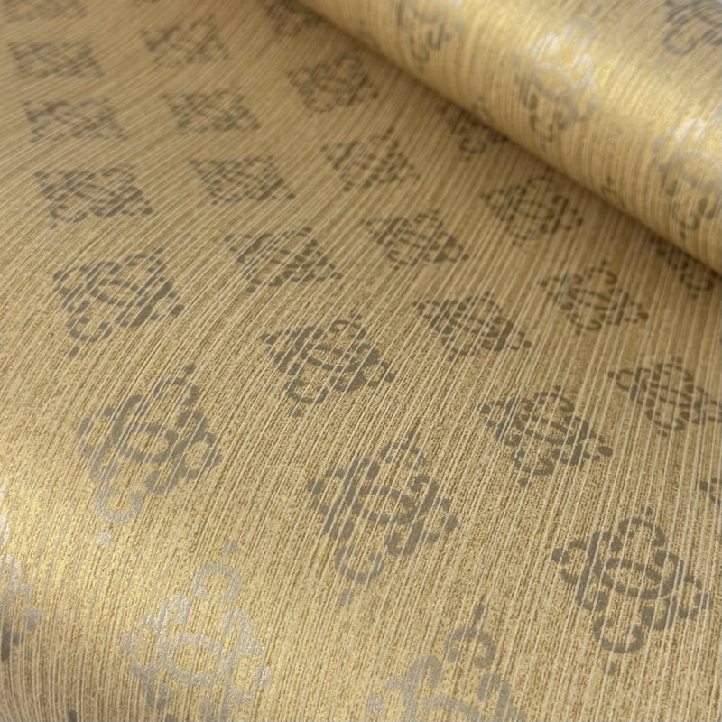Rouleau de papier peint classique à motif cachemire, Doré