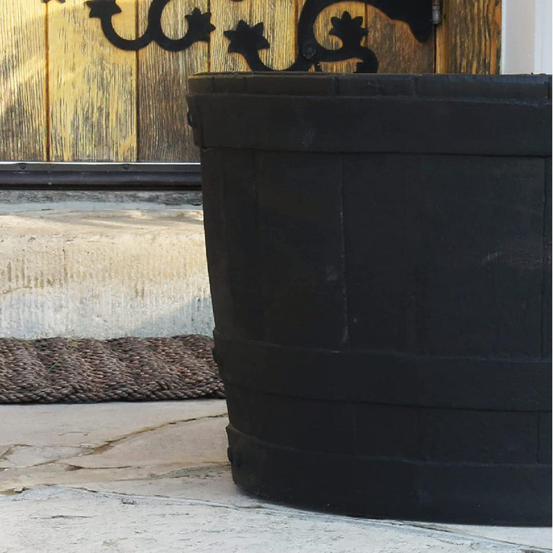 Madteos Barrel Planter, Black, 1 Piece