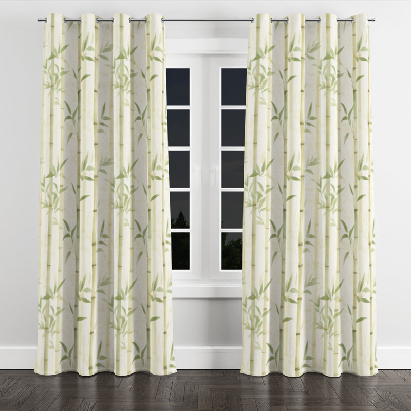 Coastal Curtains - Rideau à œillets vert Botir - 1 panneau, L 52 po x L 63 po, Œillets argentés