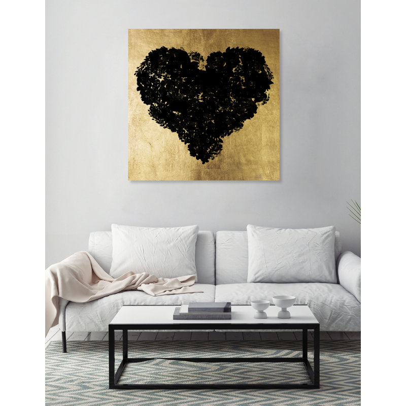 Cœur noir - impression sur toile, H 20 po x l 20 po x P 1,5 po