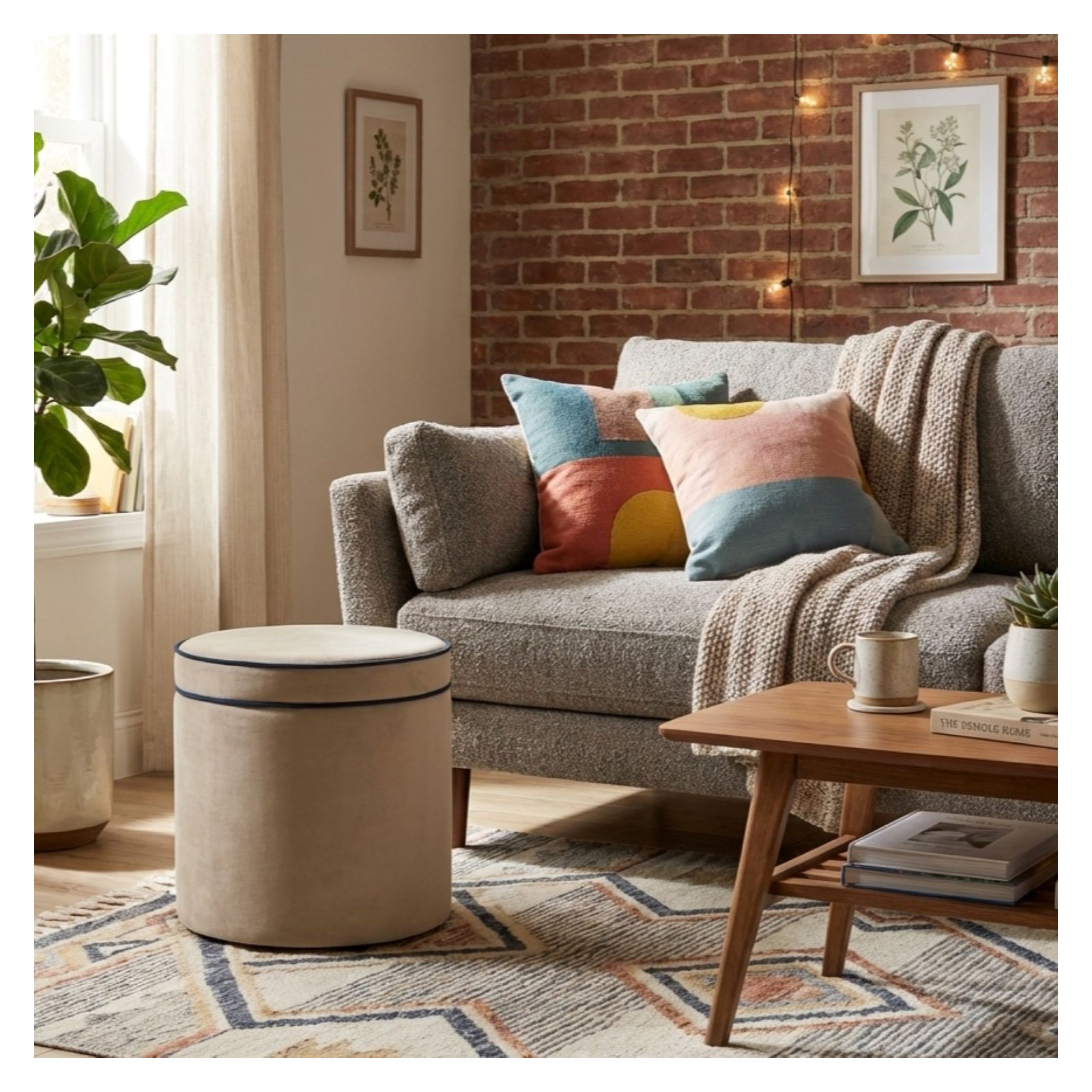  Ava 18" Velvet Storage Ottoman, Tan Velvet