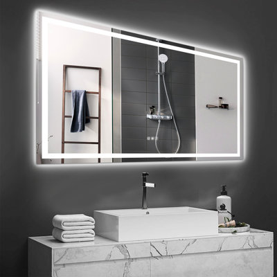 72" X 36" Modern Led Bathroom Mirror With - Fog And Touch Sensor, Ideal For Vanity, Shower Room, Or Dressing Area, Shatterproof, Corrosion , Adjustable Lighting Lighted Wall Bathroom, Lights, Hard