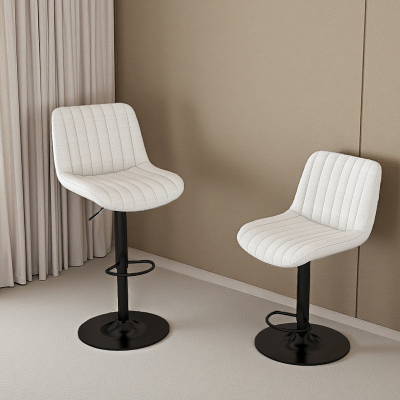 Swivel Bar Stools With Adjustable Height (35.03-43.7 Inches), Backrest, And Soft Knit Fabric - Ideal For Kitchen Island, Bar Counter, Dining Room, (Set Of 2)