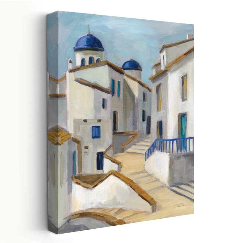 Santorini View II - Aigue-marine / bleu / brun, H 24 po x l 16 po