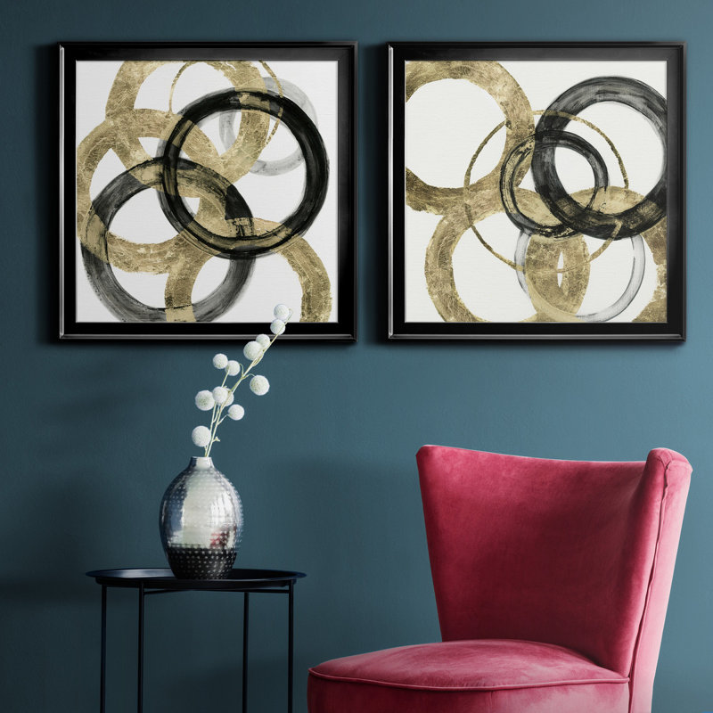 Ring I - 2 pièces, reproduction sur toile encadrée, H 30,5 po x l 61 po x P 1,5 po, Noir