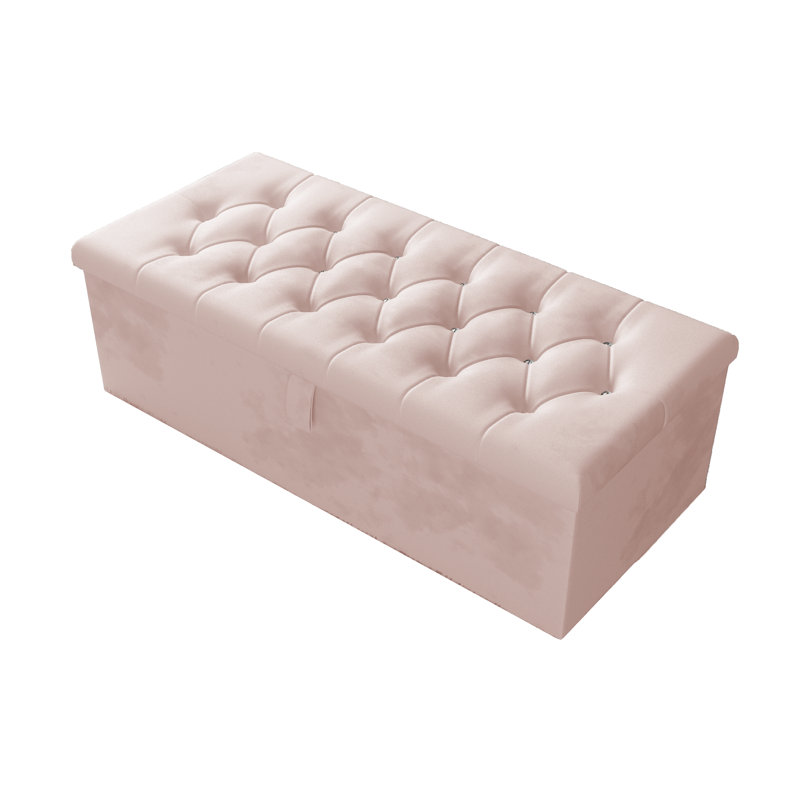 Akilia 102cm Wide Tufted Rectangle Storage Ottoman with Hydrolic Arm, Pink