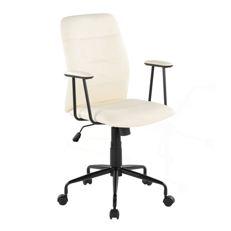 Chaise de bureau en similicuir, Crème