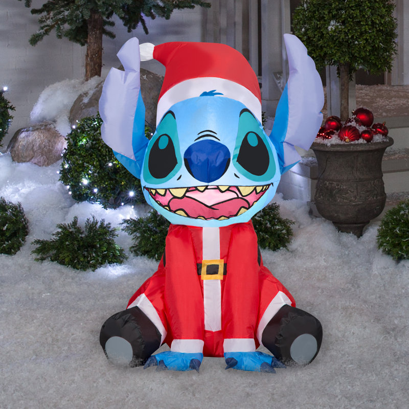 Airblown Christmas Light-Stitch en costume de père Noël-SM-Disney