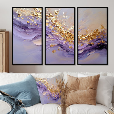 «Gold» et «Geode Stones River I» - ensemble de reproductions d'art sur pierre
