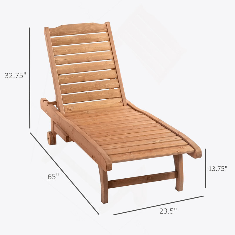 Chaise longue d'extérieur Outsunny avec table intégrée, dossier inclinable pour bronzer, roulettes, aspect bois rouge
