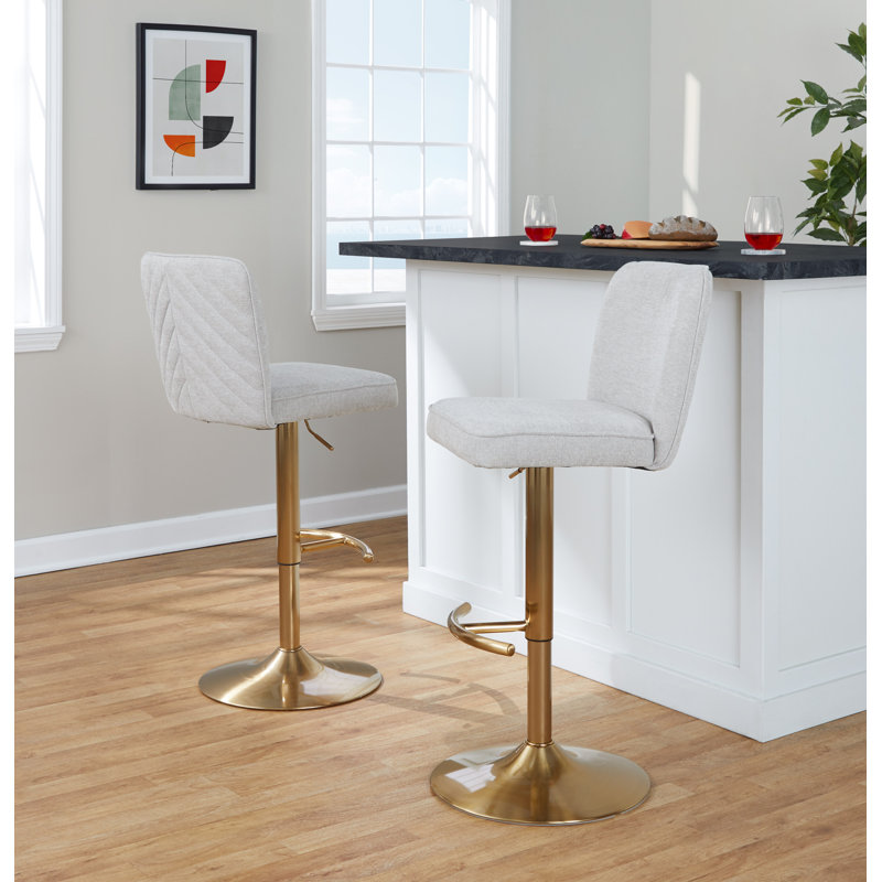 Henry Adjustable Barstool - Set Of 2, Gold, Beige