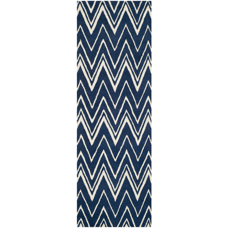 Sanyla Hand Tufted Wool Chevron Rug, Runner 2'6" x 12'