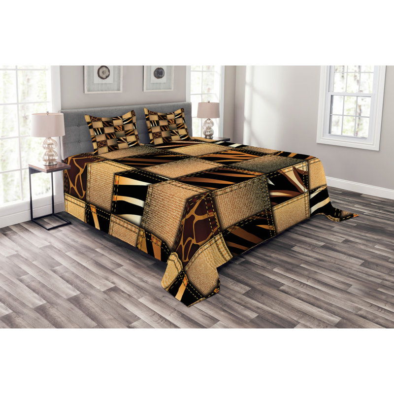 Bourgoin Plaid Bedspread with Pillow Shams Included, 220 x 264 cm