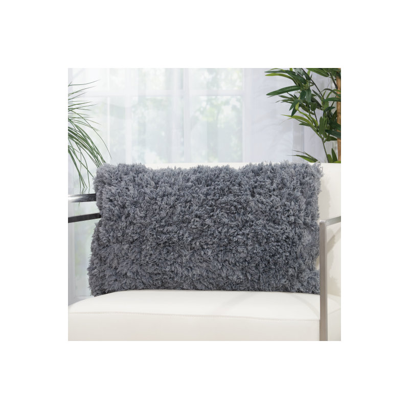 Shag Rectangular Pillow Cover & Insert, Gray