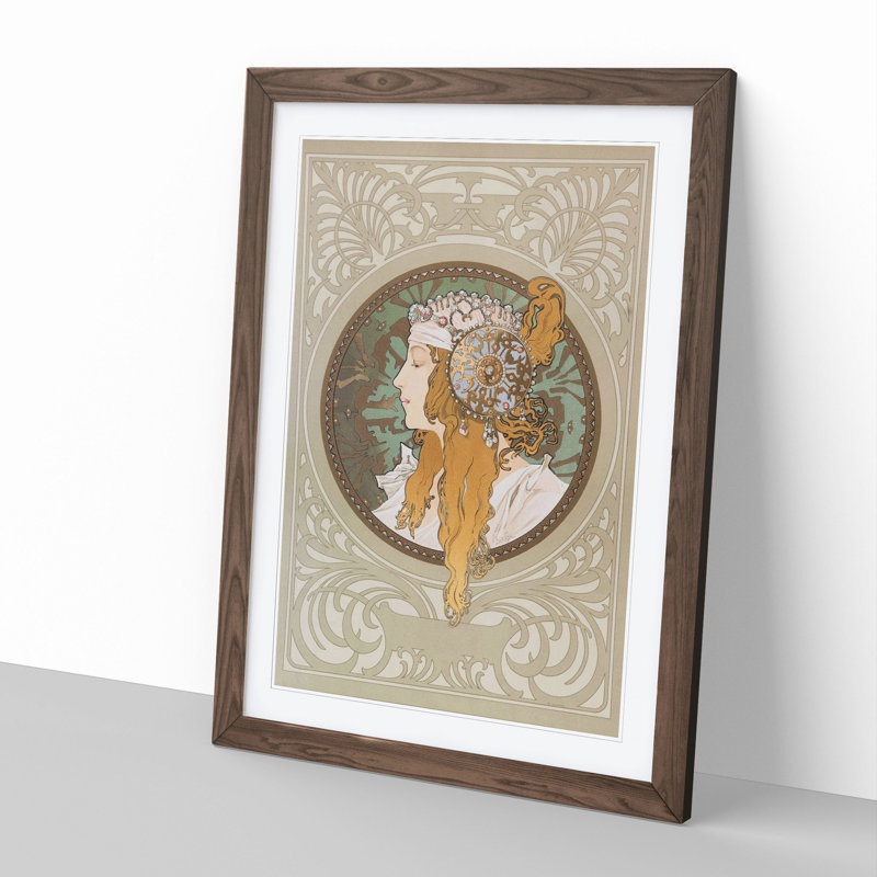 Byzantine by Alphonse Mucha - Picture Frame Painting, Walnut Framed, 36cm H x 27cm W x 2cm D