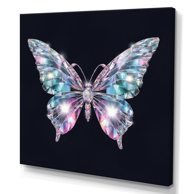 Diamant papillon II - Reproduction d'art mural animaux, H 24 po x l 24 po x P 1 po, Toile tendue