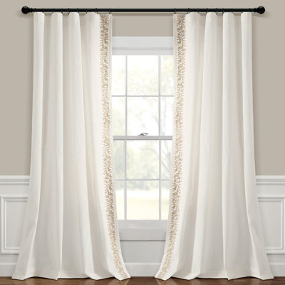 Panneau de rideau simple semi-diaphane avec bordure en lin luxueuse et luxueuse Lush Decor