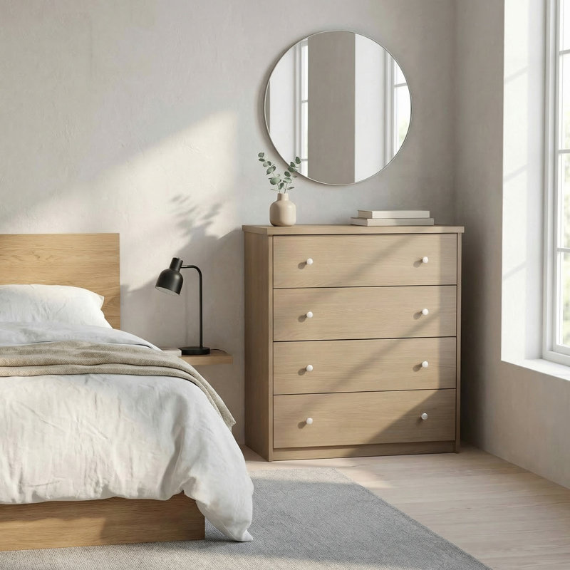 Ingrassia 4-Drawer Chest of Drawers, Storage, Tall Bedroom Furniture, Brown
