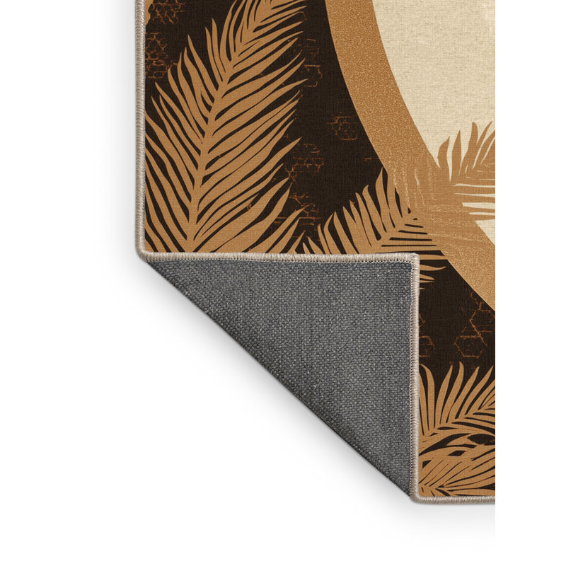 Tapis marocain doux et moelleux à motif d'inspiration mondiale en brun et beige, 8 x 10
