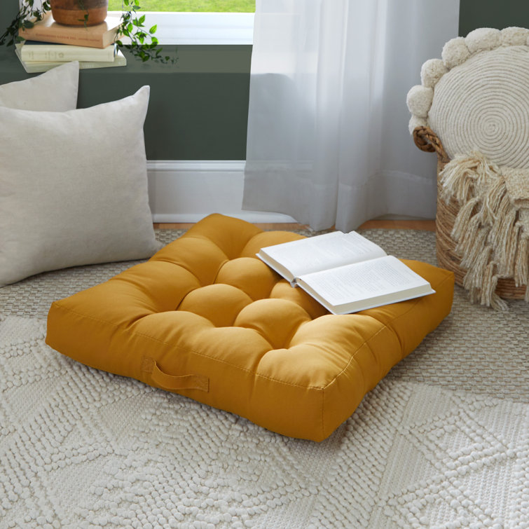 Floor Cushion Cover - Square Yellow