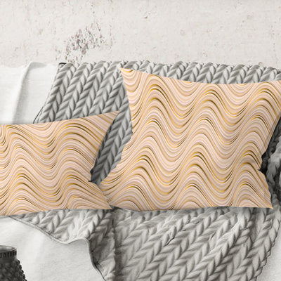 Coussin décoratif abstrait à imprimé abstrait beige de luxe Mid-Century