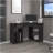 Jasper Corner Desk, Space-Saving L-Shaped Design With Two Side Shelves, Black And Dark Walnut