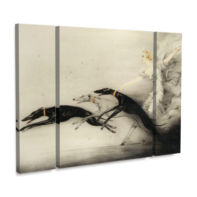 " Art Deco Woman Greyhounds " by Vintage Apple Collection 3 - Pieces