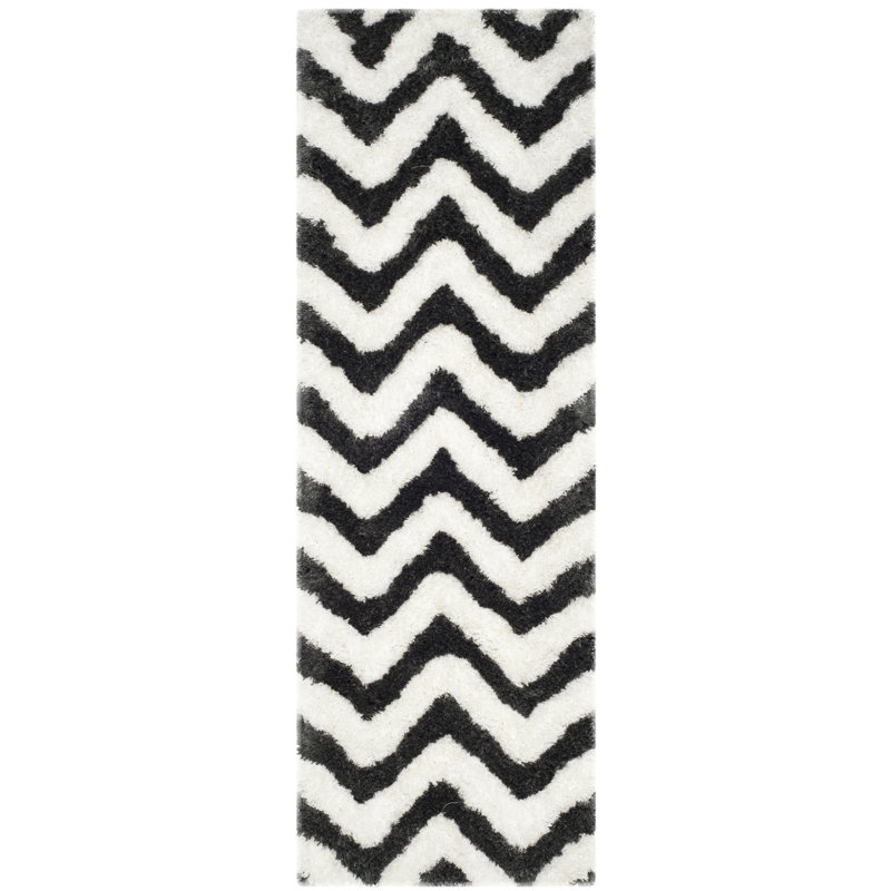 Hempstead Barcelona Shag Hand Tufted Performance Chevron Rug, Runner 2'3" x 7'