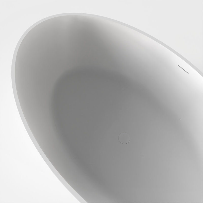 67 Inch Freestanding Solid Surface Soaking Bathtub For Bathroom, Matte White