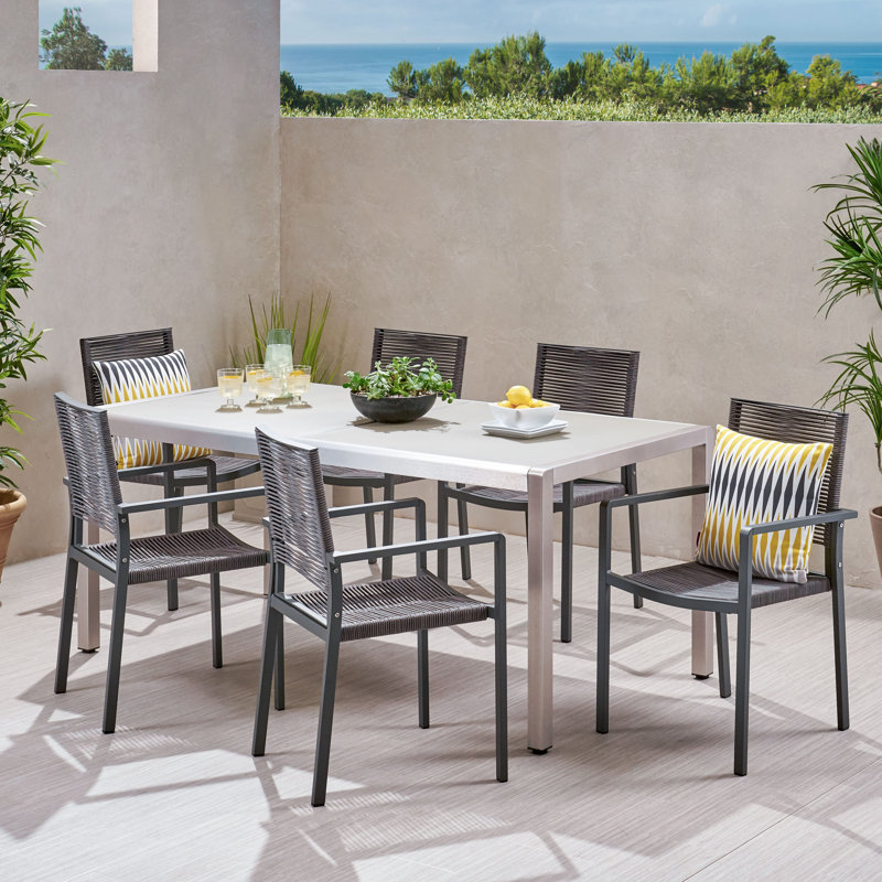 Ensemble repas 7 pièces Lindner, Gris / Argent