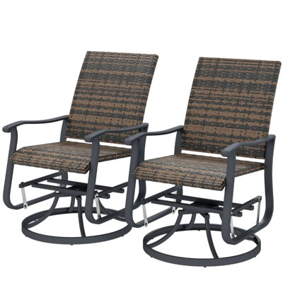 Outdoor Wicker Rattan Swivel Chair Set with 360° Motion and Durable Steel Frame for Patio Relaxation
