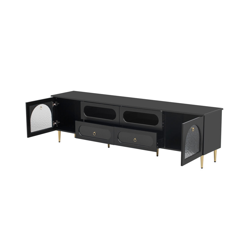 Charming Retro Dash with Abundant Storage and Stable Construction for Living Room, Black