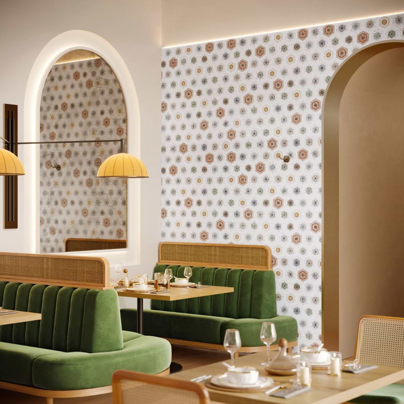 Ako Multicolor Mix 6" Hexagon Micro Mosaic Tile