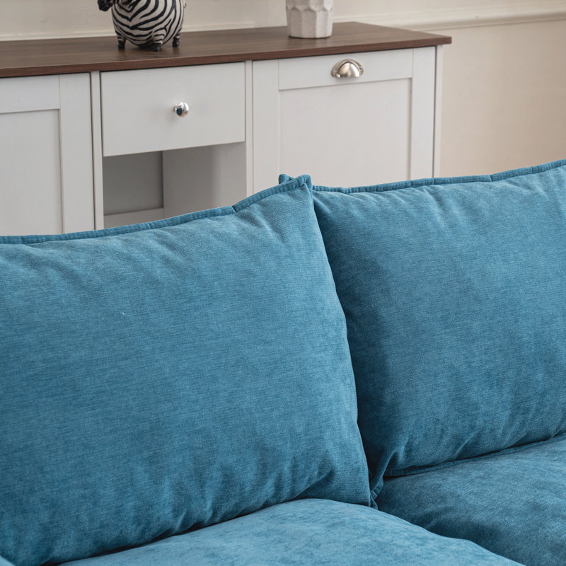 Modern 2-Seater Sofa with Footstools | George Oliver