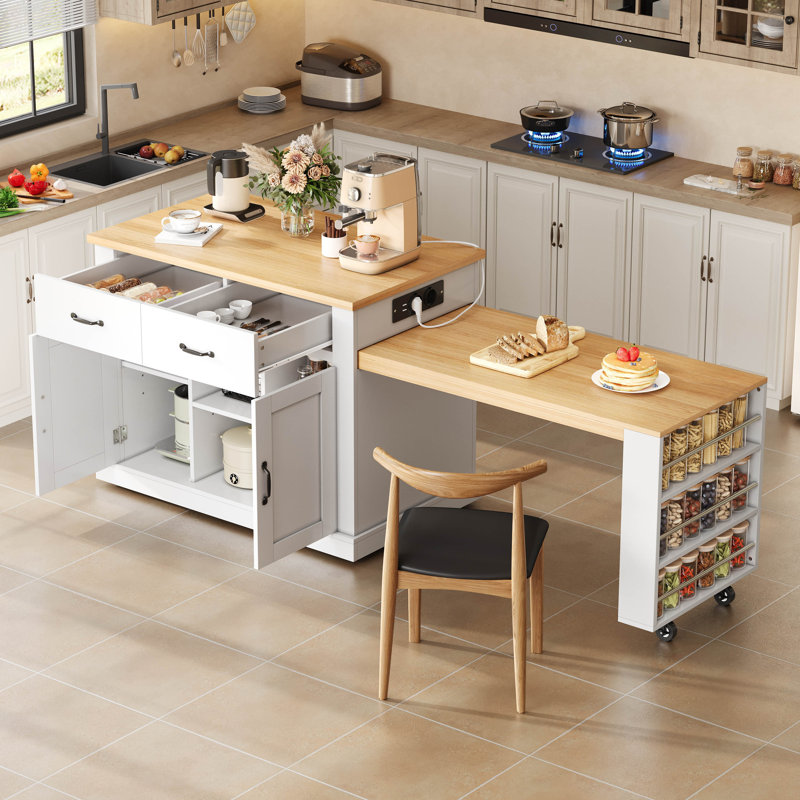 60 cm W Kitchen Island with, White