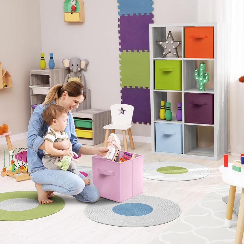 Ensemble de cubes de rangement en tissu, 8, Rose/vert/bleu