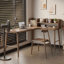 Bureau de coin en L en bois massif et table intégrée avec bibliothèque-1335874915-1335874914