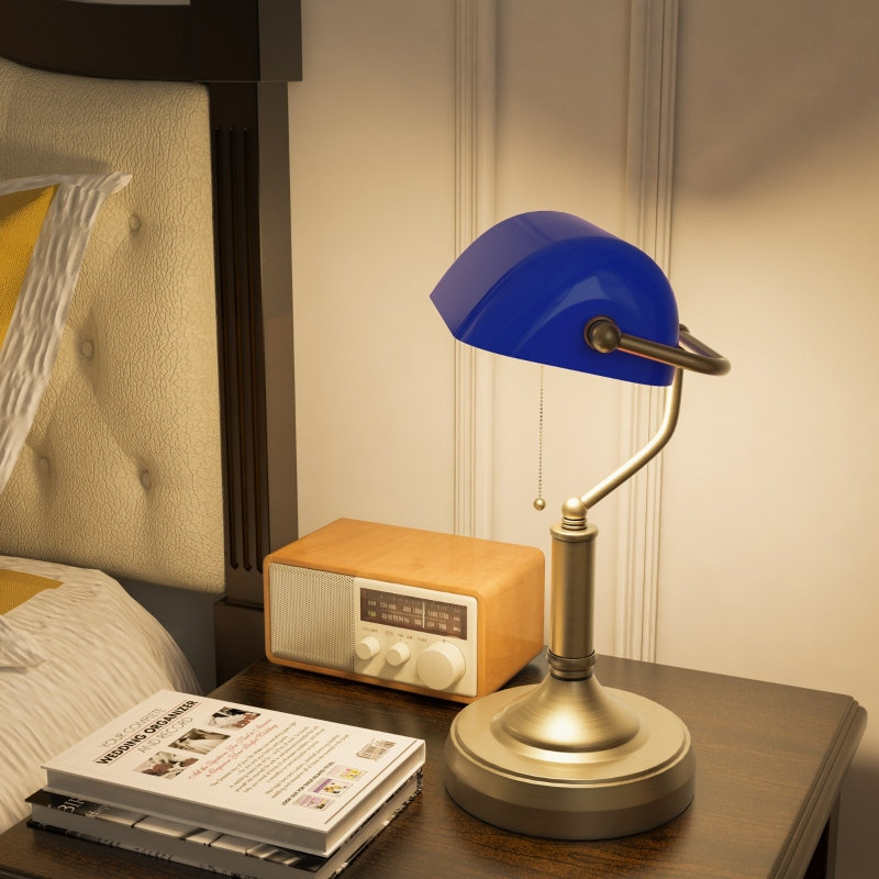 Steel Bankers Lamp, Blue