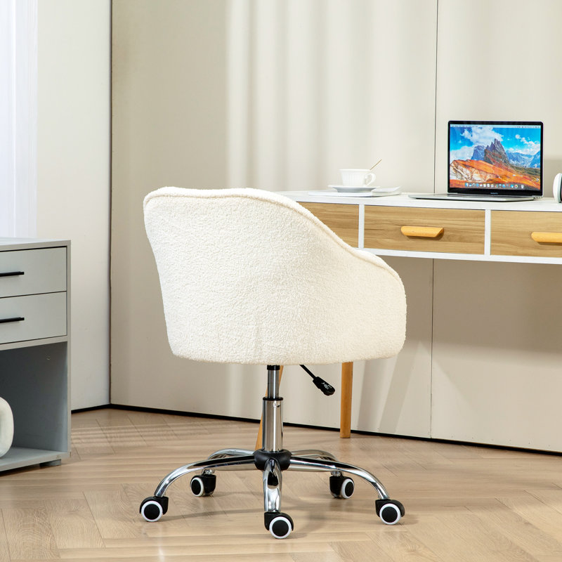 Daijha Teddy Office Chair, Cream White