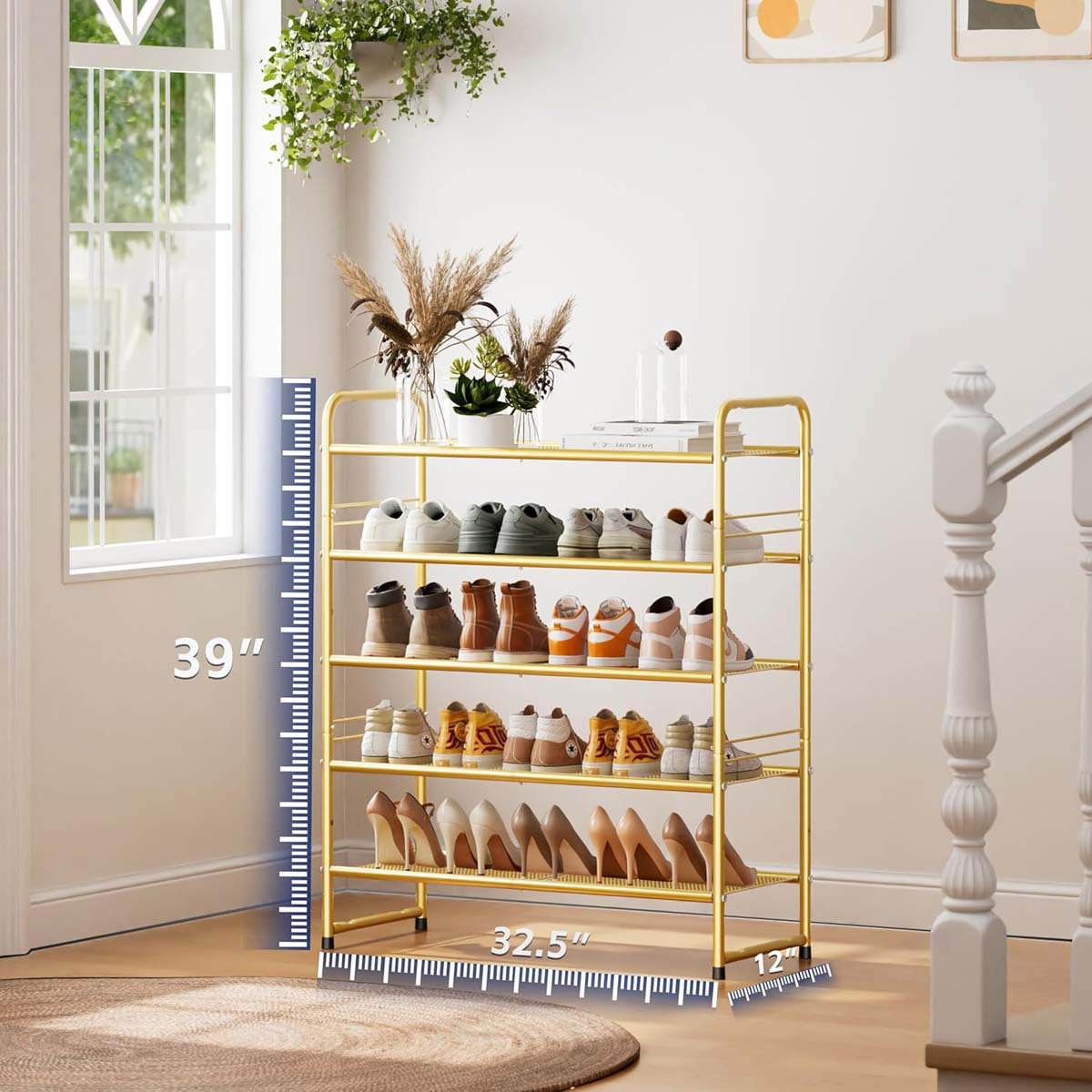 Latitude Run® Shoe Rack, 5 Tier Shoe Storage Rack For 24-30 Pairs Of ...