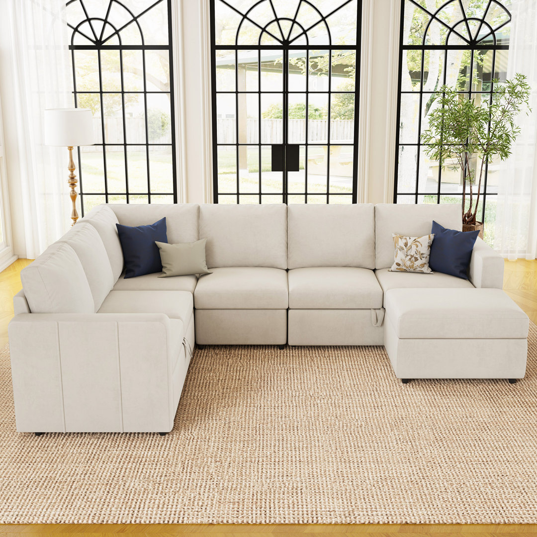 Seybert U Shaped Sofa Set Large Pullout Sofa Bed Modular Sectional Couch With Storage Ottoman Mercer41 Body