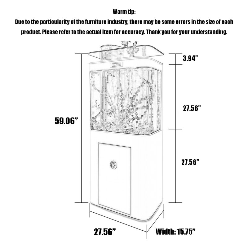 Réservoir d'aquariums carrés avec filtre supérieur, 18.49 Gallon (59.06"H x 27.56"W x 15.75"D), Black