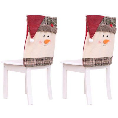 Set of 2 Christmas Chair Back Covers, Snowman Chair Slipcover for Kitchen Holiday Party Decor