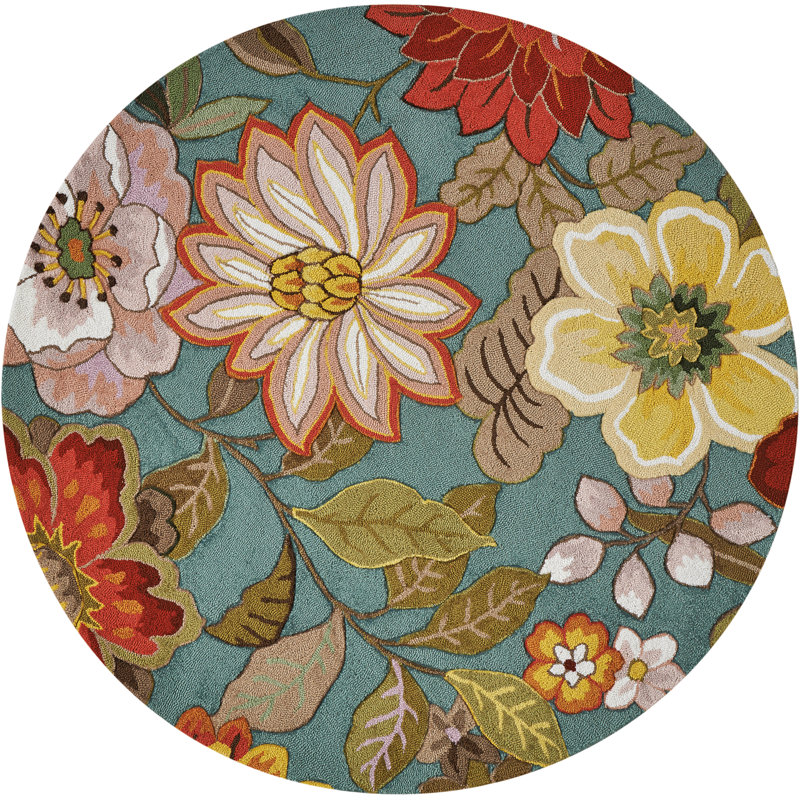Floral Hand Woven Area Rug, Round 168cm
