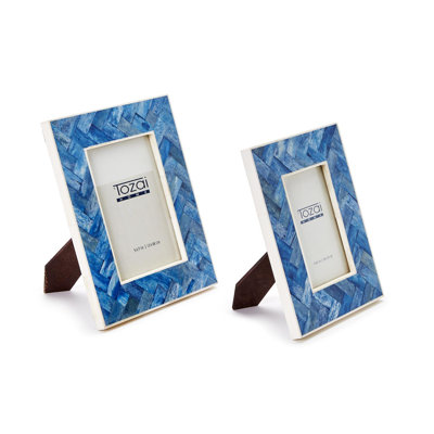 Blue Chevron Set Of 2 Photo Frame